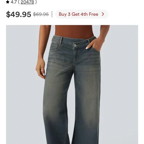 HALARA Flex™ Asymmetric Low Rise Zipper Pockets Baggy Wide Leg - Picture 2 of 6